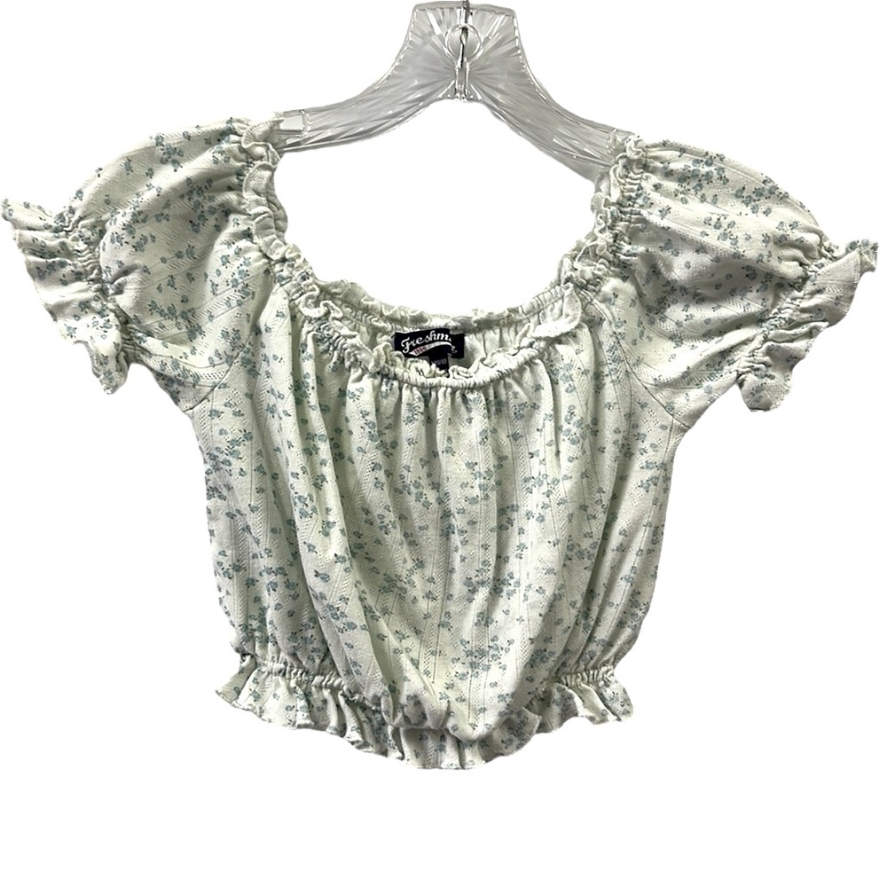 Freshman Nordstroms Lettuce Edge Pointelle Floral Crop Top Girls Medium 8 10